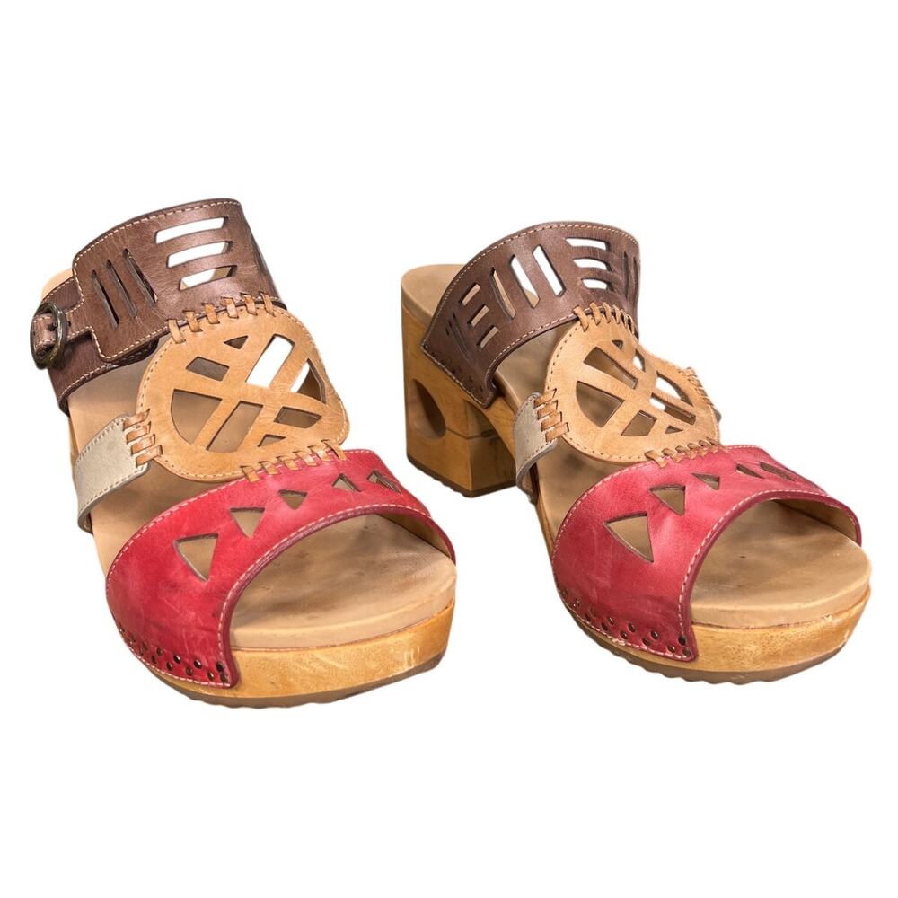 Dansko Women’s Oralee Brown Red Leather Wooden Sandal Size 41 US 10.5/11 - Picture 5 of 11